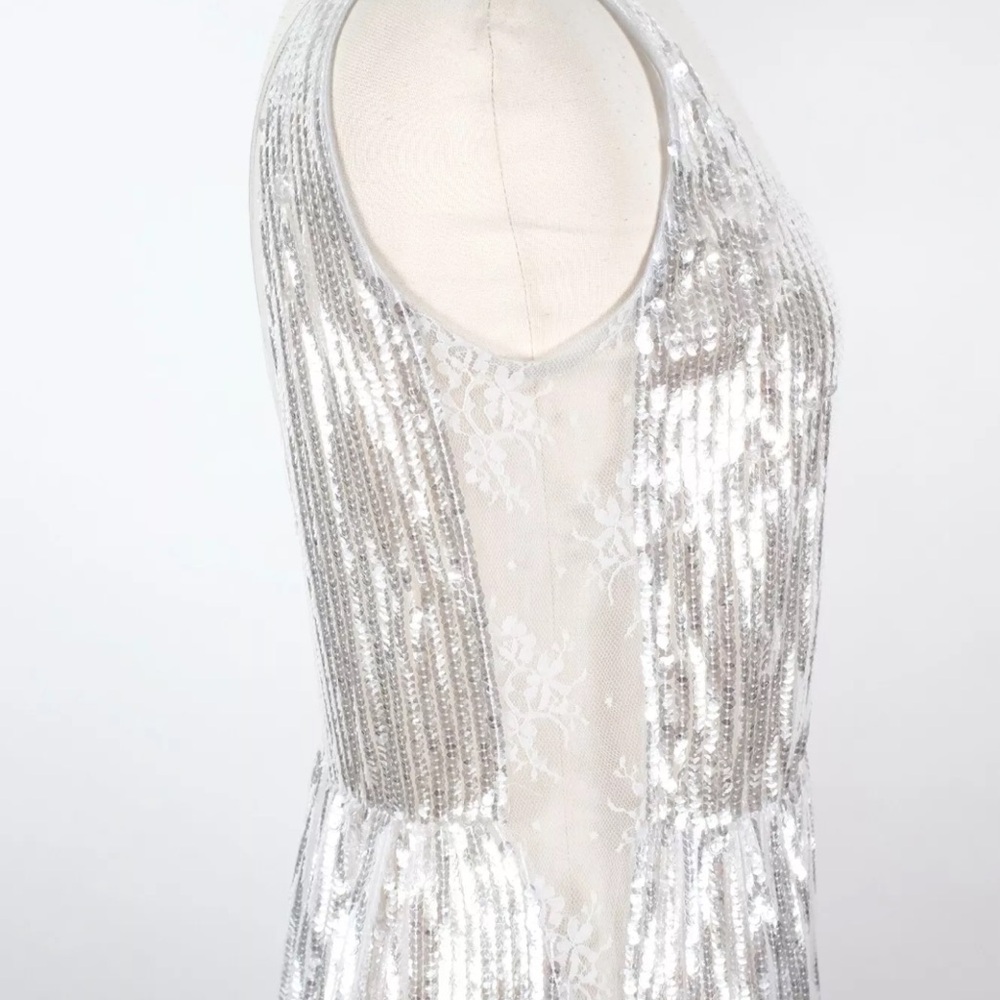 Marc Jacobs Runway NWT silver sequin midi dress with black detachable belt - Picture 7 of 15